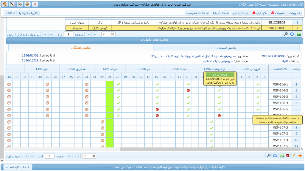 تقویم فعالیت های نگهداری نرم افزار نت
